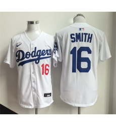 Men's Los Angeles Dodgers #16 Will Smith White Home Limited Stitched Baseball Jersey
