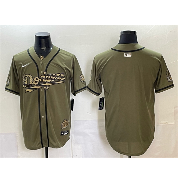 Men's Los Angeles Dodgers Blank Olive 2026 Armed Forces Day Stitched Baseball Jersey