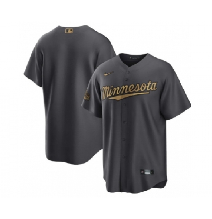 Men's Minnesota Twins Blank Charcoal 2022 All-Star Cool Base Stitched Baseball Jersey