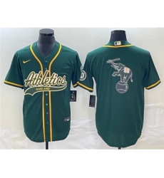 Men's Oakland Athletics Green Team Big Logo Cool Base Stitched Baseball Jersey 003