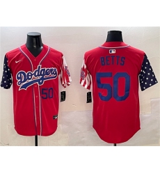 Men's Los Angeles Dodgers #50 Mookie Betts Red Limited Stitched Baseball Jersey