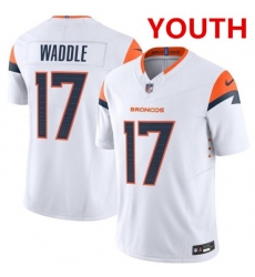 Youth Denver broncos #17 Jaylen Waddle white 2026 f.u.s.e vapor untouchable limited stitched jersey