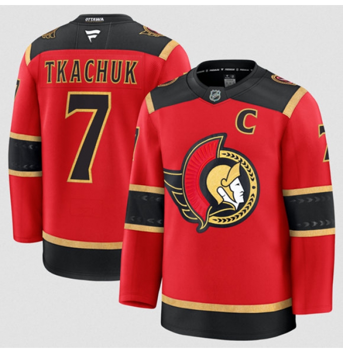 Men's Ottawa Senators #7 Brady Tkachuk Red Alternate With C Stitched Hockey Jersey