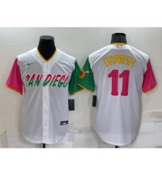 Men's San Diego Padres #11 Yu Darvish White 2022 City Connect Cool Base Stitched Jersey