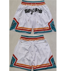 Men's San Antonio Spurs White Shorts (Run Smaller)