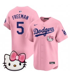 Men's Los Angeles Dodgers #5 Freddie Freeman Pink 2025 Hello Kitty Vapor Limited Stitched Baseball Jersey
