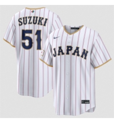 Men's Japan Baseball #51 Seiya Suzuki White 2026 World Baseball Classic Home Stadium Stitched Jersey