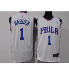 Men's Philadelphia 76ers #1 James Harden White 75th Anniversary Association Edition Swingman Stitched Jersey