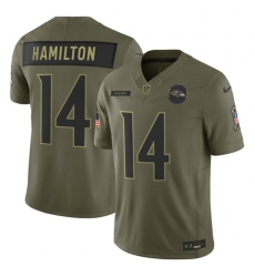 Men's Baltimore Ravens #14 Kyle Hamilton Olive 2025 F.U.S.E. Salute to Service Limited Football Stitched Jersey