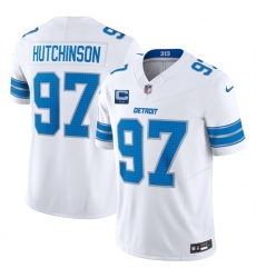 Men's Detroit Lions #97 Aidan Hutchinson White 2025 F.U.S.E. With 2-Star C Vapor Limited Football Stitched Game Jersey