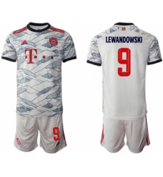 Men's FC Bayern München #9 Robert Lewandowski White Jersey with Shorts