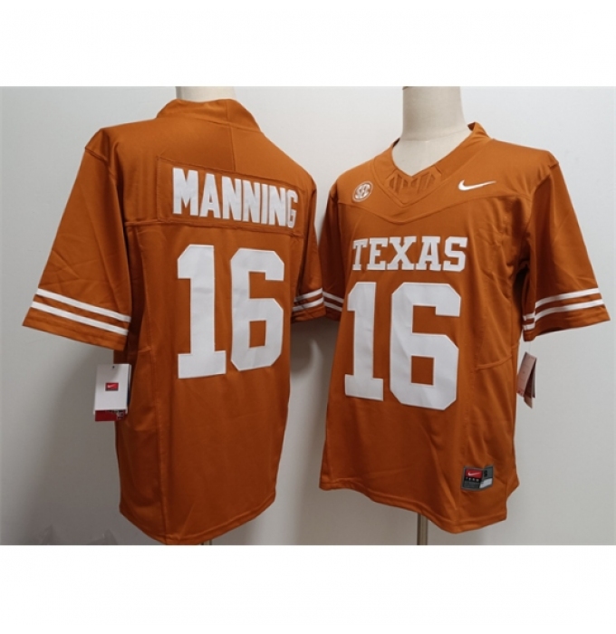 Youth Texas Longhorns #16 Arch Manning Orange Limited Stitched Jersey