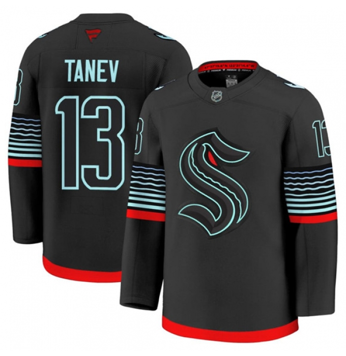 Men's Seattle Kraken #13 Brandon Tanev Black Alternate Stitched Hockey Jersey