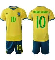Men's Brazil #10 RONALDINHO National Team FIFA x World Cup 2026 Home On Field Jersey