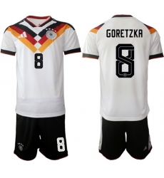 Men's Germany #8 GORETZKA National Team FIFA x World Cup 2026 Home White On Field Jersey