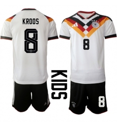 Youth Germany #8 KROOS National Team FIFA x World Cup 2026 Home White On Field Kids Jersey