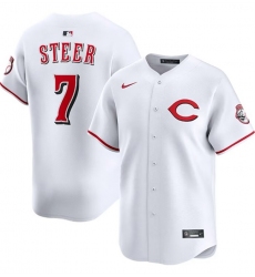 Men's Cincinnati Reds #7 Spencer Steer White 2025 Home Limited Stitched Baseball Jersey