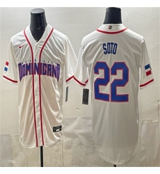 Men's Dominican Republic Baseball #22 Juan Soto White 2026 World Baseball Classic Home Stadium Stitched Jersey