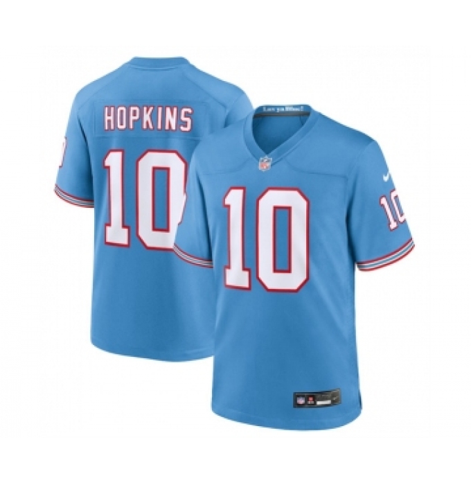 Men's Nike Tennessee Titans #10 DeAndre Hopkins Light Blue Throwback Player Stitched Game Jersey
