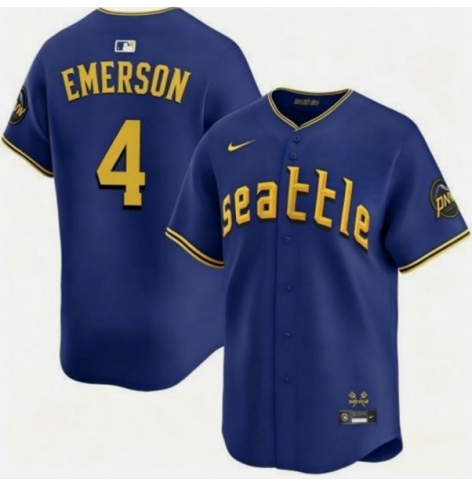 Men's Seattle Mariners #4 Colt Emerson Royal 2025 Cool Base Stitched jersey