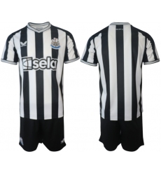 Men's Newcastle United Blank 2023-24 White Stripe Home Soccer Jersey