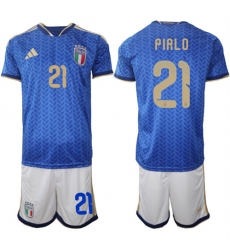 Men's Italy #21 PIRLO National Team FIFA x World Cup 2026 Home Blue On Field Jerseys