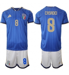 Men's Italy #8 CASADEI National Team FIFA x World Cup 2026 Home Blue On Field Jerseys
