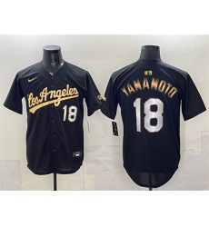 Men's Los Angeles Dodgers #18 Yoshinobu Yamamoto Black Gold Limited Stitched Baseball Jersey