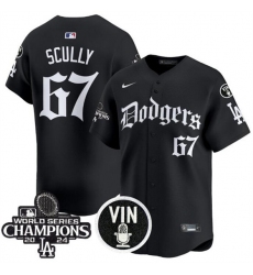 Men's Los Angeles Dodgers #67 Vin Scully Black Mexico 2025 LA Gothic Style With Vin And 2024 World Series Champions Vapor Premier Limited Stitched Baseball