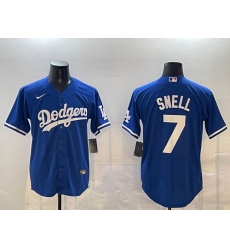 Men's Los Angeles Dodgers #7 Blake Snell Royal Cool Base Stitched Baseball Jersey