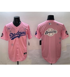 Men's Los Angeles Dodgers Team Big Logo Pink 2025 Tokyo Series Limited Stitched Baseball Jersey
