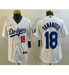 Youth Los Angeles Dodgers #18 Yoshinobu Yamamoto Number White Stitched Cool Base Nike Jersey