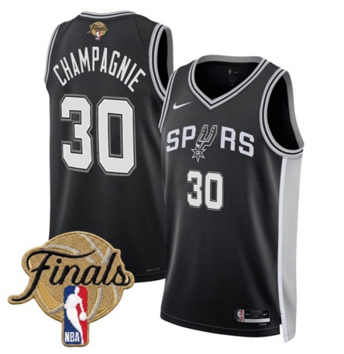 Men's San Antonio Spurs #30 Julian Champagnie Black 2026 Finals Icon Edition Stitched Basketball Jersey