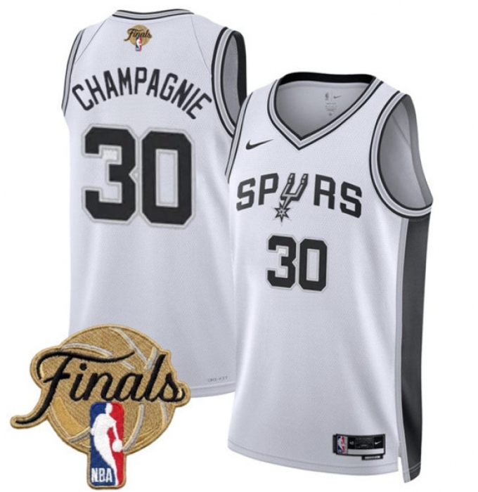 Men's San Antonio Spurs #30 Julian Champagnie White 2026 Finals Association Edition Stitched Basketball Jersey