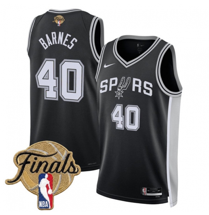 Men's San Antonio Spurs #40 Harrison Barnes Black 2026 Finals Icon Edition Stitched Basketball Jersey