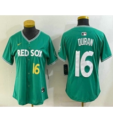 Women's Boston Red Sox #16 Jarren Duran Green 2025 City Connect Player Name Limited Jersey