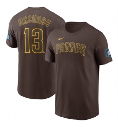 Men's San Diego Padres #13 Manny Machado Brown 2024 World Tour Seoul Series Name & Number T-Shirt