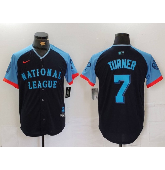 Men's Philadelphia Phillies #7 Trea Turner Navy 2024 All Star Limited Stitched Jersey