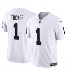 Men's Las Vegas Raiders #1 Tre Tucker White 2025 F.U.S.E. Vapor Football Stitched Jersey