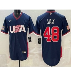 Men's USA #48 Griffin Jax Navy 2026 World Baseball Classic Cool Base Jersey