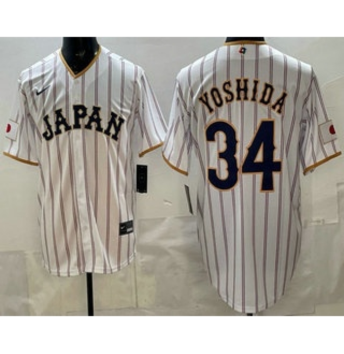 Men's Japan #34 Masataka Yoshida White 2026 World Baseball Classic Cool Base Jersey