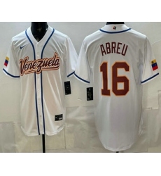 Men's Venezuela #16 Wilyer Abreu White 2026 World Baseball Classic Cool Base Jersey