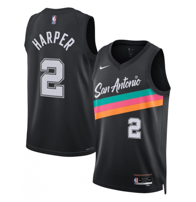 Men's San Antonio Spurs #2 Dylan Harper Black 2025-26 City Edition Swingman Stitched Basketball Jersey