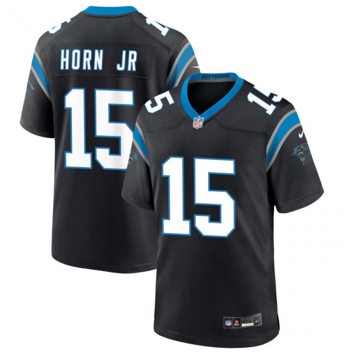 Men's Carolina Panthers #15 Jimmy Horn Jr Black 2025 Vapor Limited Stitched Football Jersey