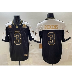 Men's Dallas Cowboys #3 George pickens Black Gold 2025 F.U.S.E. With 5x Super Bowl Champions & Established In 1960 Vapor Limited Stitched Football Jersey