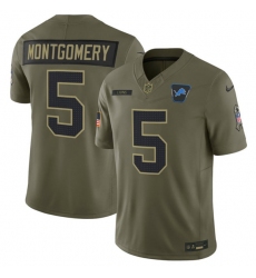 Men's Detroit Lions #5 David Montgomery Olive 2025 F.U.S.E. Salute to Service Limited Football Stitched Jersey
