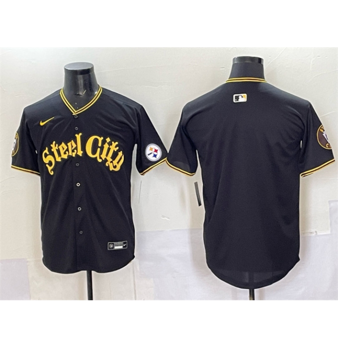 Men's Pittsburgh Steelers Blank Black 412 Vapor Premier Limited Stitched Baseball Jersey (2)