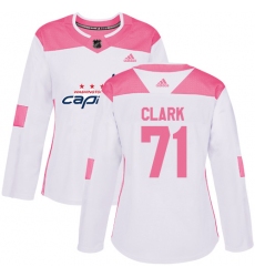 Women's Adidas Washington Capitals #71 Kody Clark Authentic White Pink Fashion NHL Jersey