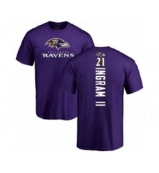 Football Baltimore Ravens #21 Mark Ingram II Purple Backer T-Shirt