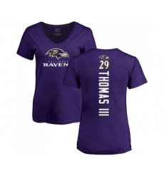 Football Women's Baltimore Ravens #29 Earl Thomas III Purple Backer T-Shirt